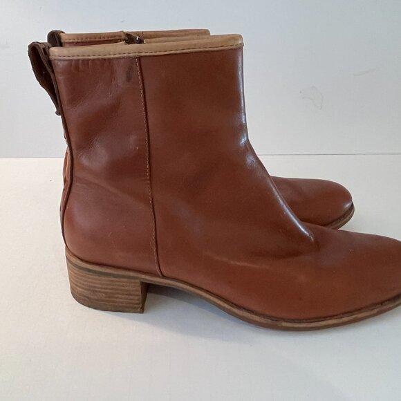 Timberland Brown Leather Ankle Boots Zip Closure Block Heels ~ Women's Size 10W - Picture 9 of 15